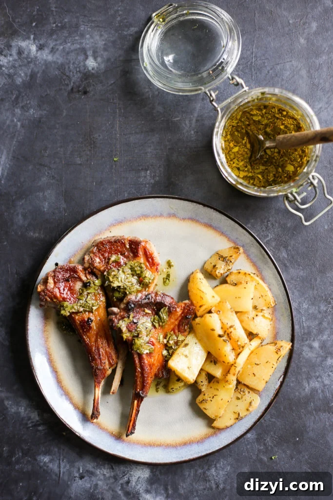 Easy Pan-Seared Lamb Chops with Mint Chimichurri