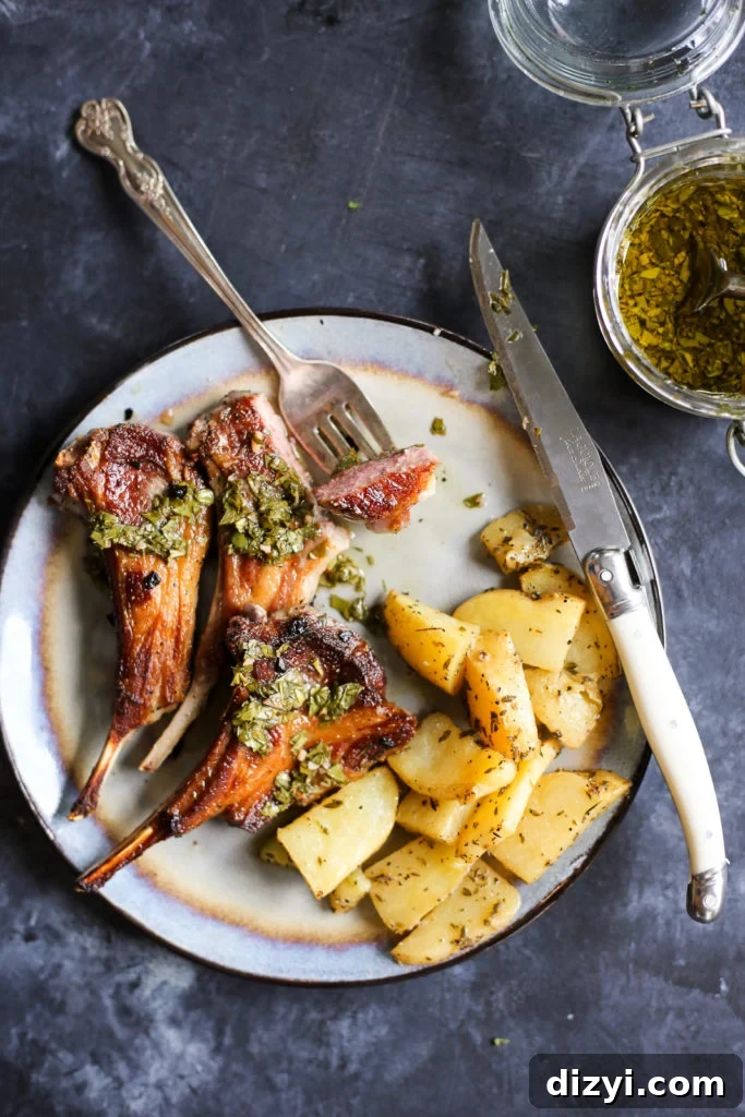 Easy Pan-Seared Lamb Chops with Mint Chimichurri