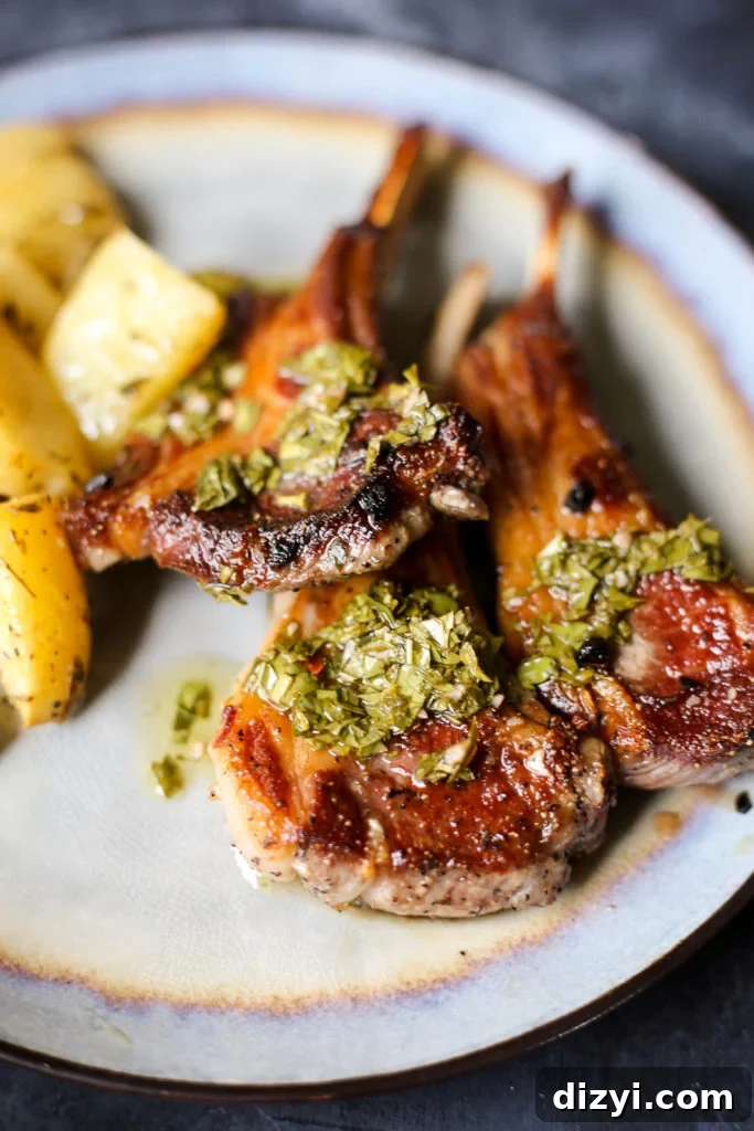 Easy Pan-Seared Lamb Chops with Mint Chimichurri