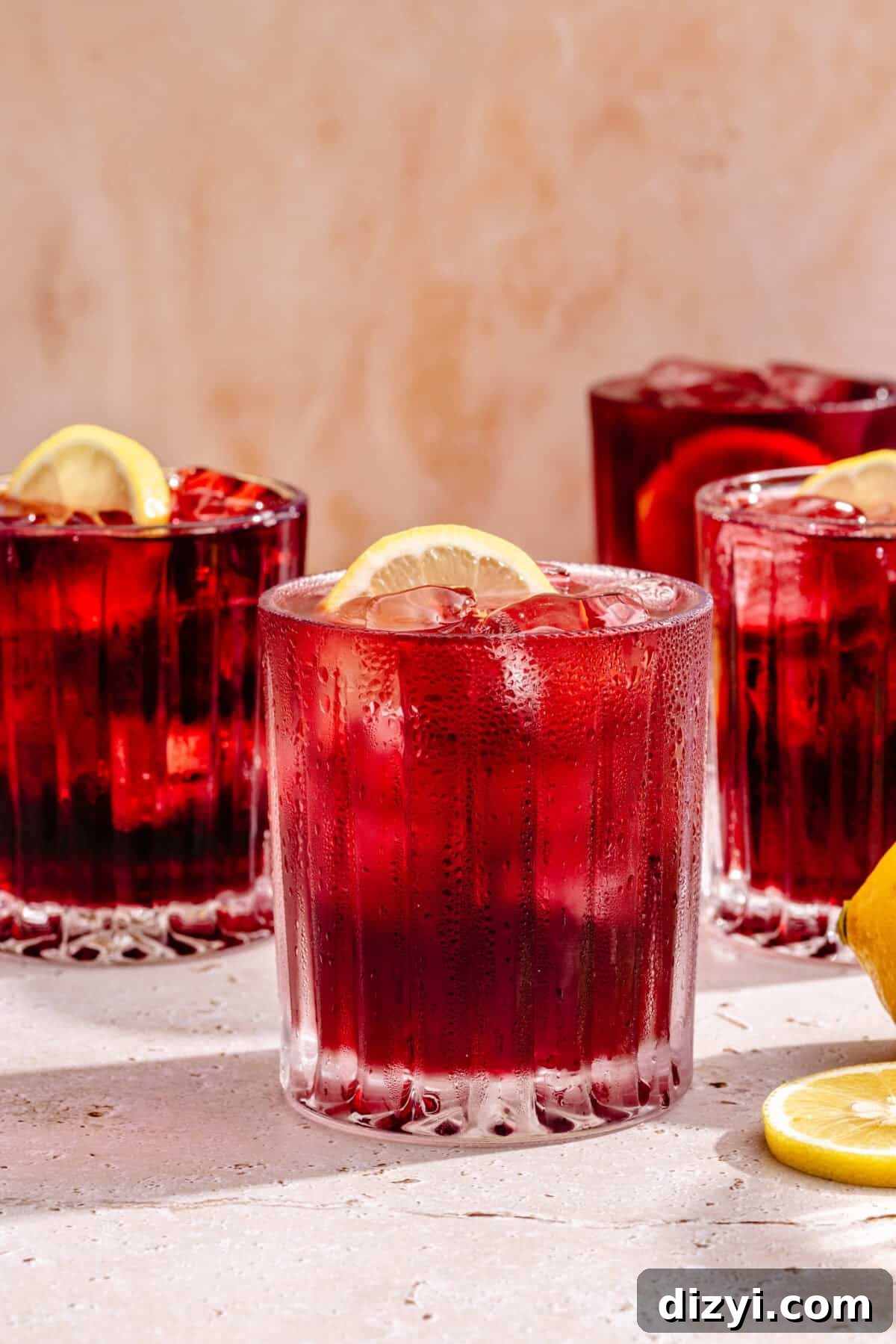 Tinto de Verano: Spanish Summer Wine Cocktail Recipe 3 Tinto de Verano in multiple glasses with lemon slices surrounding.